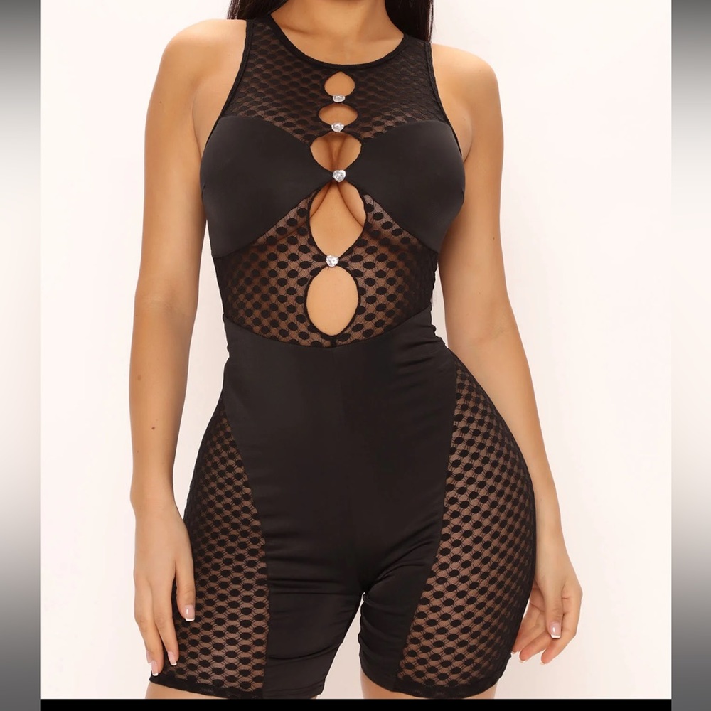 Fashion nova it girl romper in black